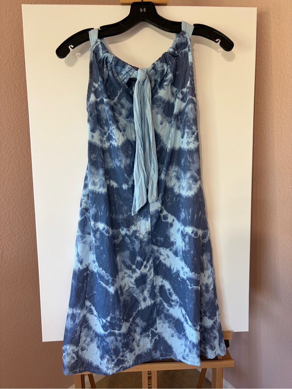 Bellambia Italy 100% Linen Tie Dye Halter Shift Dress Size XS Fits Small Medium - Picture 3 of 5